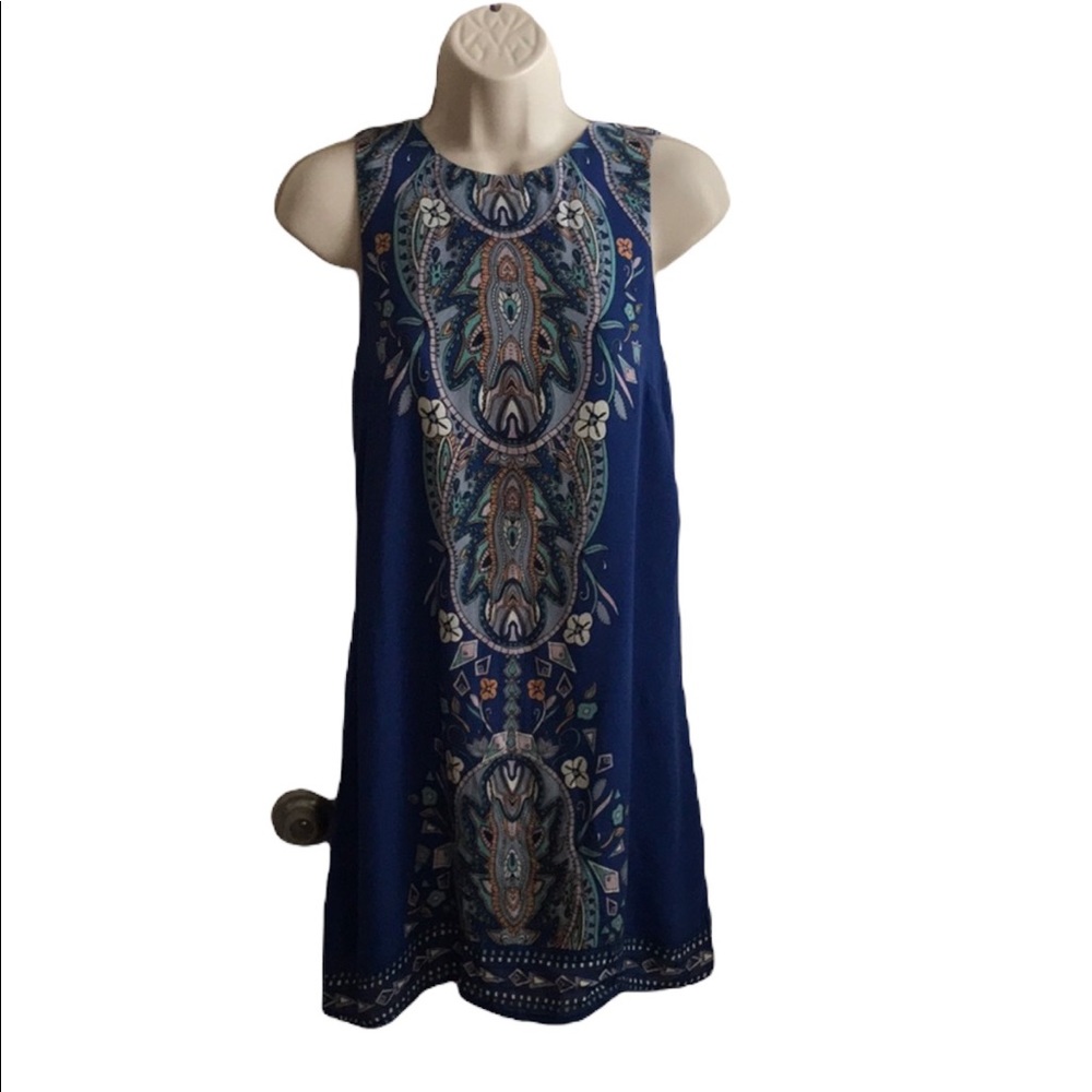 Ecote boho floral trapeze dress open back New